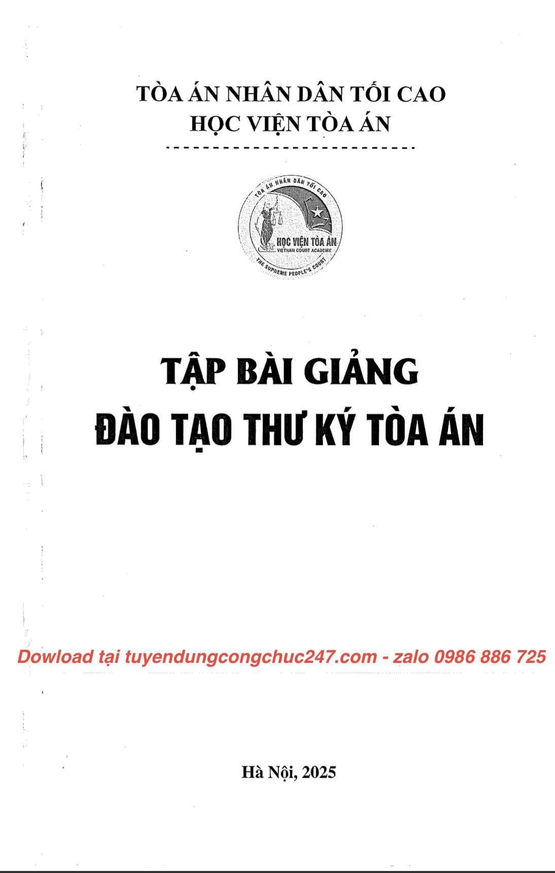 Bài giảng thư ký tòa án 2025